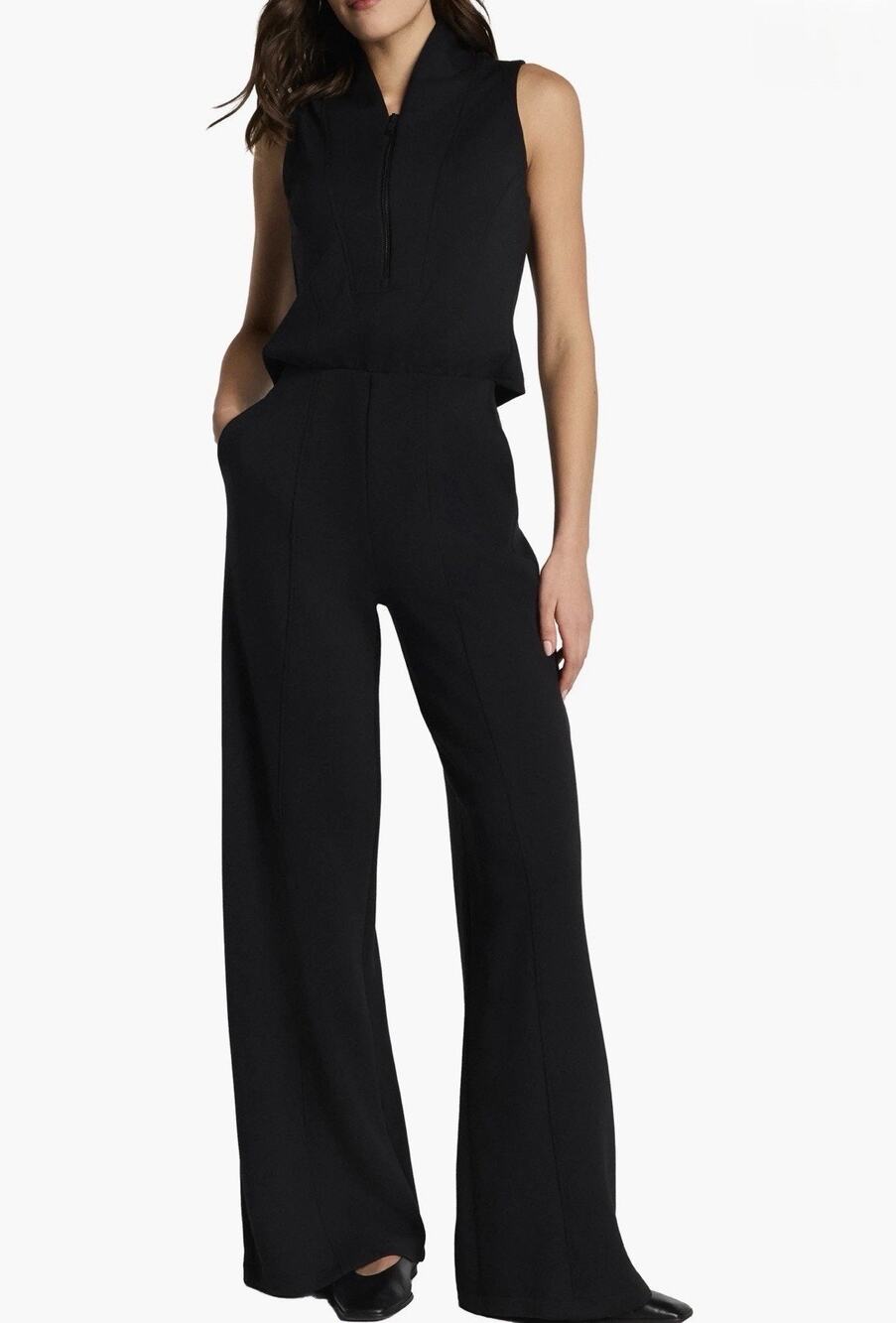 Spanx Womens The Perfect Jumpsuit Size S Tall Black Knit Sleeveless Classic NWT